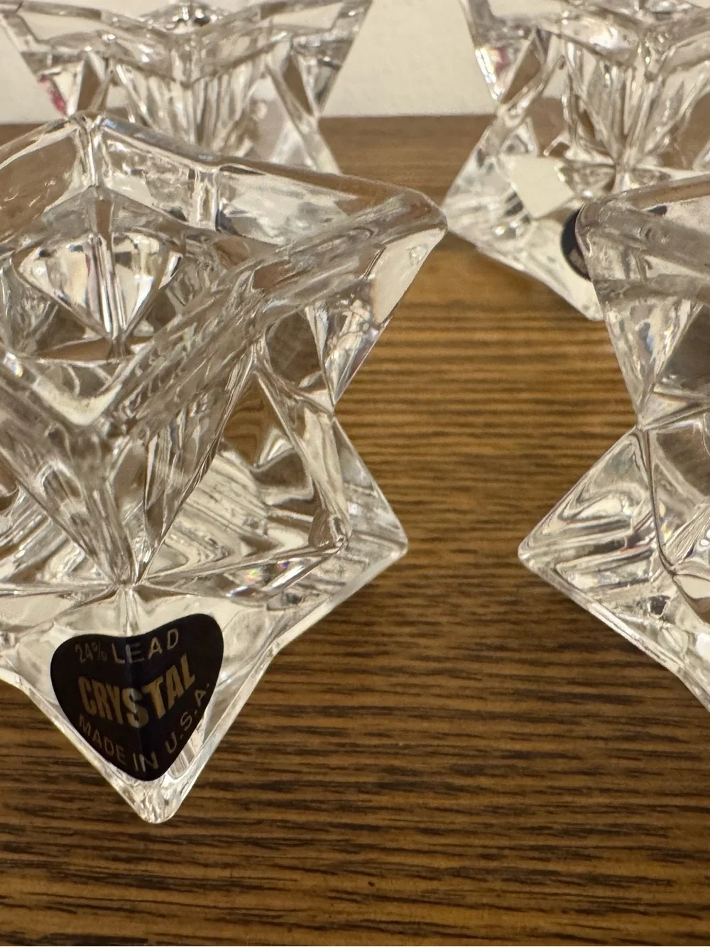 VTG Michael C Fina Fifth Avenue 24% Lead Crystal Star Taper Candle Holders (6)